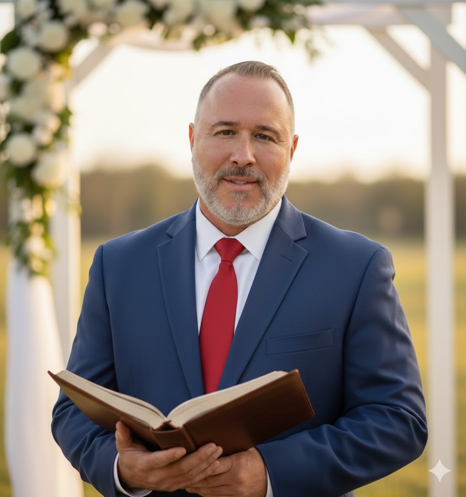 Steven Conn Wedding Officiant Ordained Minister Blue Suit