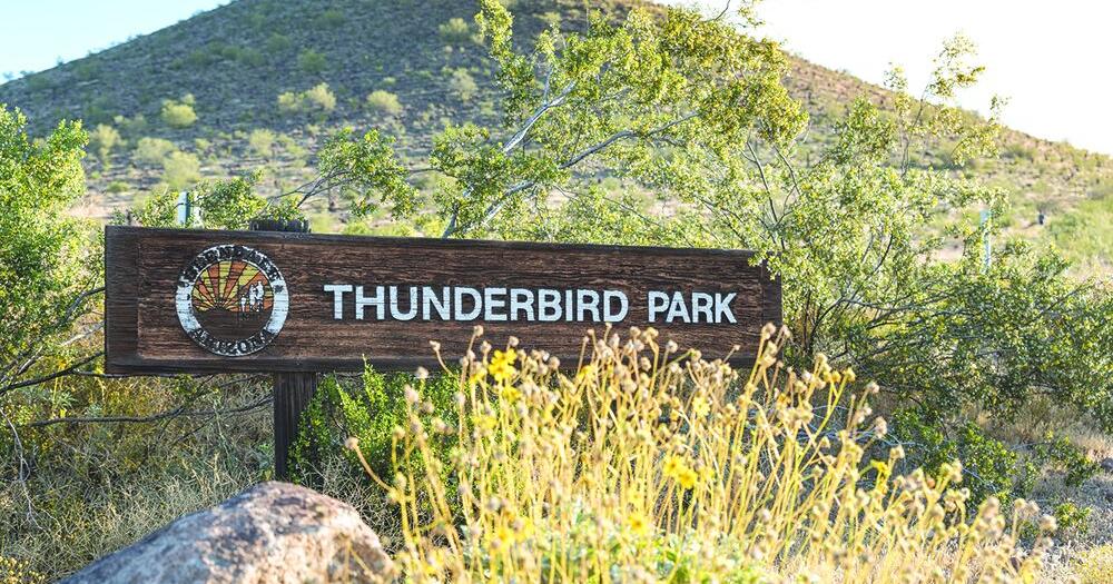 Scenic Thunderbird Conservation Park Sign in Glendale, Arizona