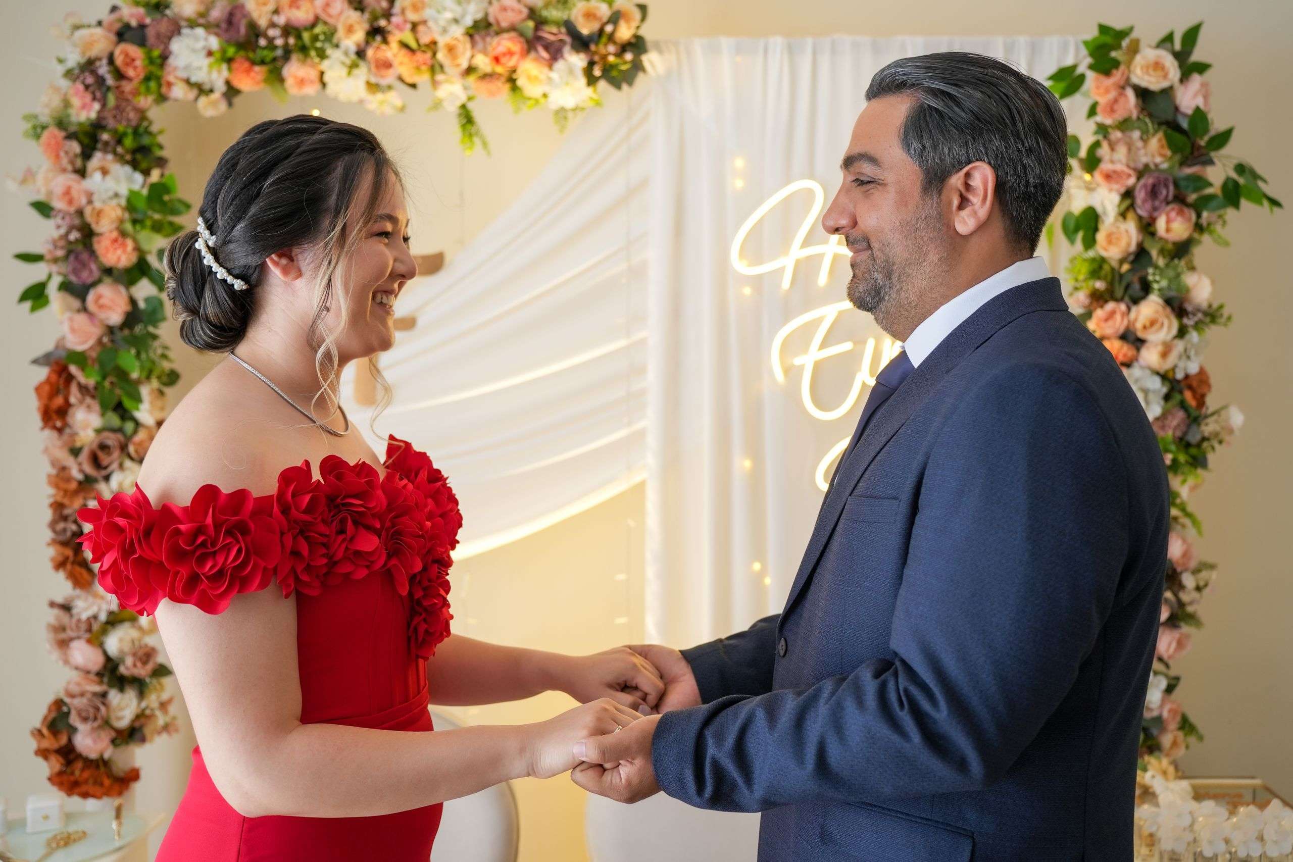 Bride and groom exchanging vows during an intimate Arizona wedding ceremony