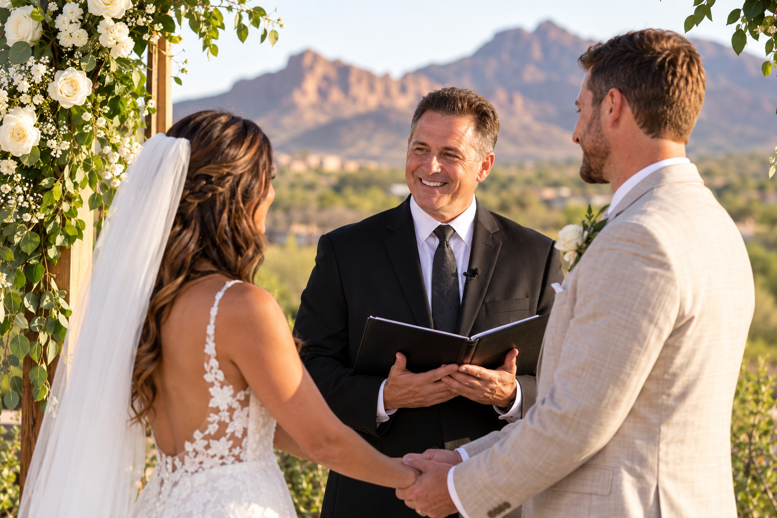 Arizona wedding officiant performing a wedding ceremony for a couple